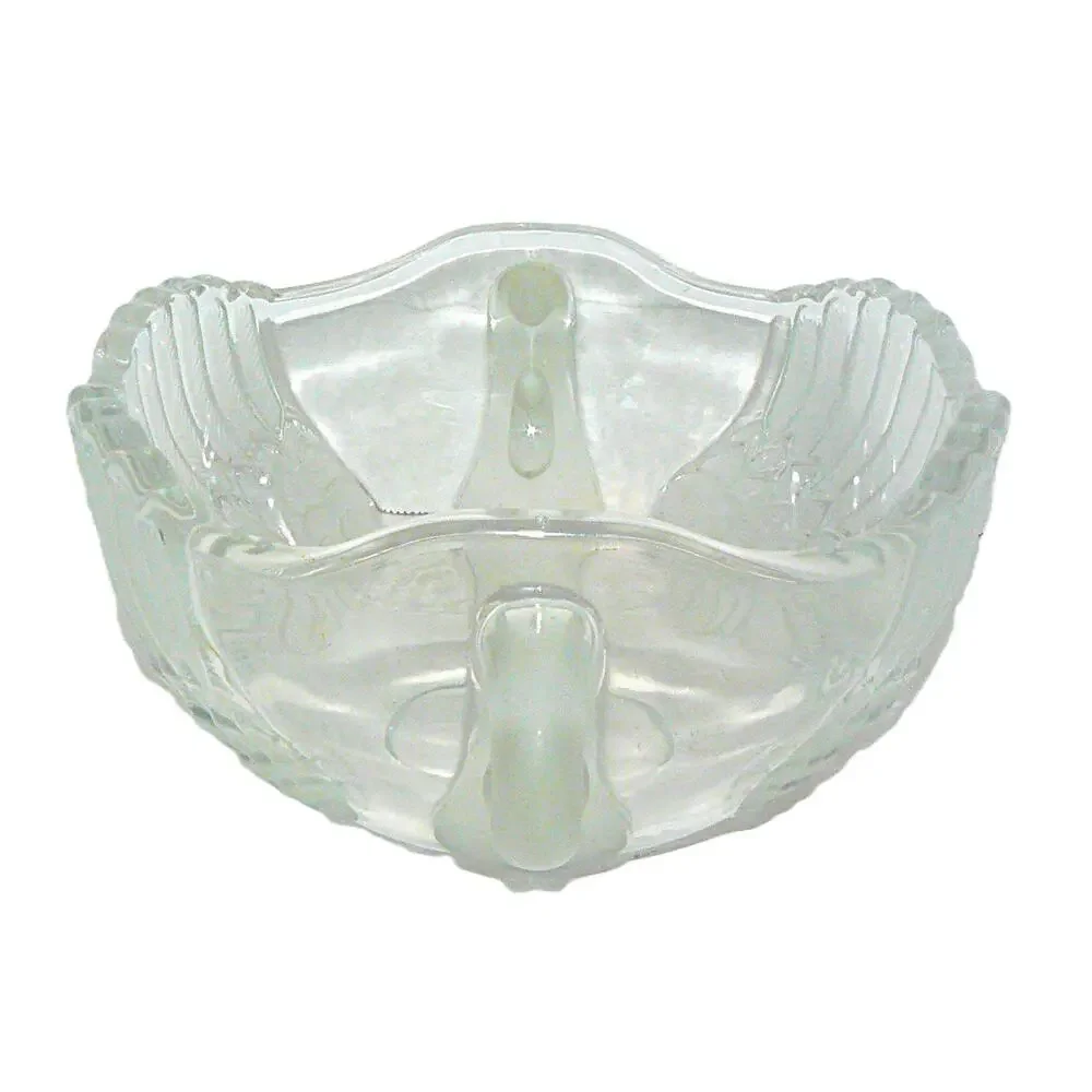 Vintage Clear Etched Glass Bowl Swan Head Handles Decorative Swan Serving Dish